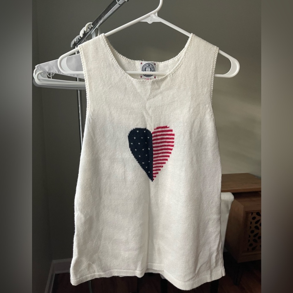 Carolyn Taylor Cream Knit Tank with Americana Heart